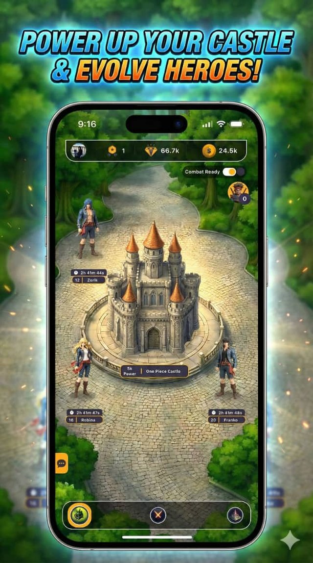 Call of Anime screenshot: power up your castle and evolve heroes