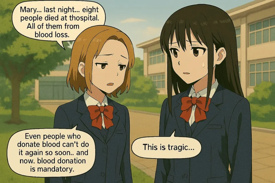 Yuni tells Mary that eight people died at the hospital from blood loss