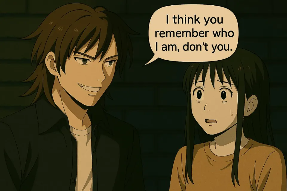 Hijika smiles at Mary in a dark street: 'I think you remember who I am'
